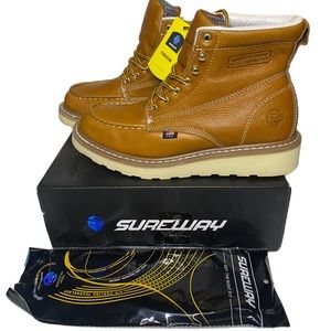Sureway Soft Toe Work Leather Boots Men's Size 9 Light Brown YW603M NEW